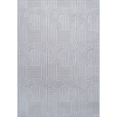 Tapis argenté à motif graphique en relief - 80 x 150 cm (1/5)