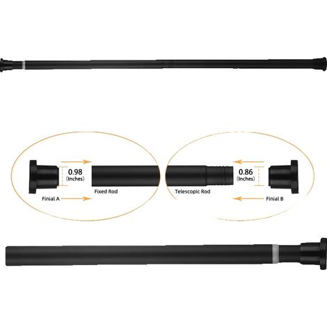 Barra para cortina de ducha, longitud ajustable, diseño telescópico, color negro, 80-240 cm. (1/2)