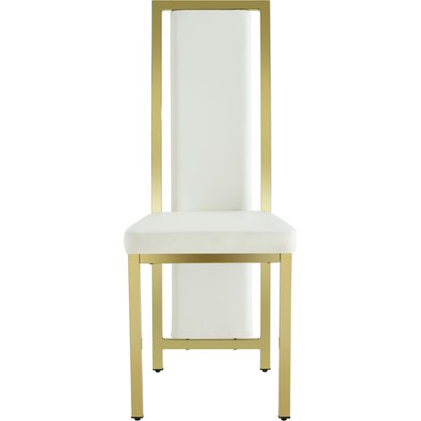 Ensemble table ronde en verre trempé 88 cm avec 2 chaises blanches en PU bord doré (1/5)