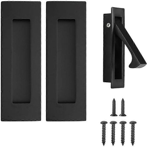 Matte Schiebetürgriffe und Kantengriff, Griffbeschläge, Riegel, flächenbündig eingelassene Griffmulden, 3er-Set, schwarz (1/5)