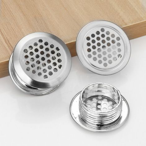 Lot de 10 grilles d'aération circulaires pour soffite, 42 mm, en acier inoxydable, motif nid d'abeille, trou en maille, œillet pour armoire, cuisine, salle de bain