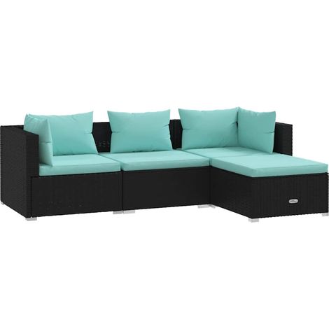 Maison Exclusive - Set Divani da Giardino 4 pz con Cuscini in Polyrattan Nero