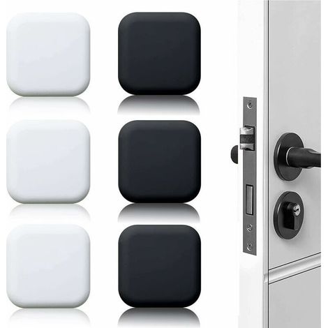 Butoir de porte mural grand 6 pièces tampon de porte autocollant en caoutchouc blanc/noir 45mm×45mm tampon de poignée de porte tampon mural pour poignées de porte contre butée de porte (1/5)