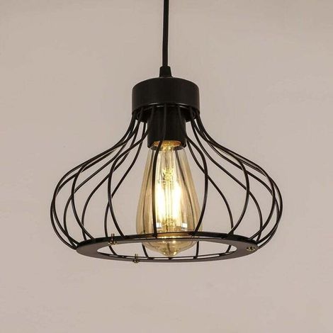 Lampadario industriale a sospensione con paralume in metallo nero a forma di gabbia, lampadario vintage per cucina, sala da pranzo, soggiorno, camera da letto, bar, corridoio, ristorante (gabbia A 23 