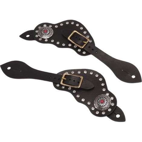 1 paire de sangles d'éperons, accessoires d'équitation en cuir véritable, ceinture d'éperons en cuir, équipement de protection pour l'équitation (1/5)