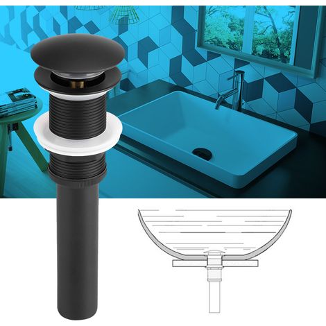 Bouchon de vidange à clapet en laiton massif noir pour lavabo de cuisine ou salle de bain (1/5)