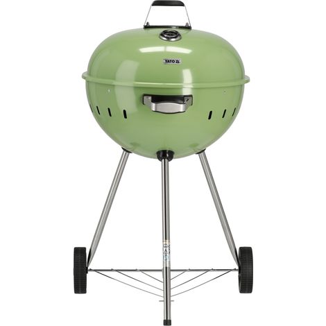 Runder Holzkohlegrill, Kugelgrill 54cm mit Thermometer, grün