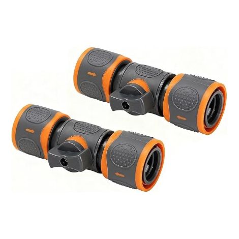 Lot de 2 Raccords pour Tuyau d'Arrosage, Double Embout Compatible avec Valve de Contrôle, Connecteur de Tuyau avec Stop-Eau pour Extension de Tuyau (1/5)