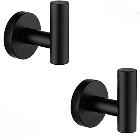 Crochet Mural - Acier Inoxydable SUS 304 - Salle De Bain Cuisine Bureau - 2 Pcs Noir (1/4)