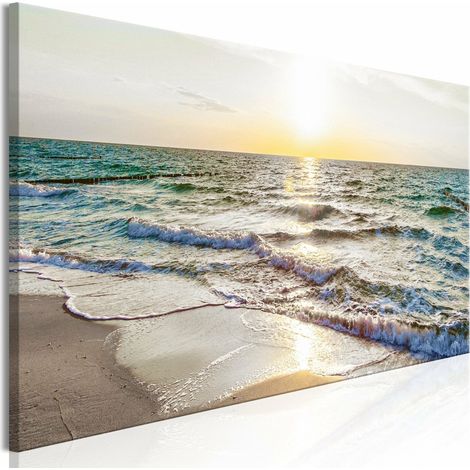 Tableau vagues calmes gris étroit - 150 x 50 cm (1/4)