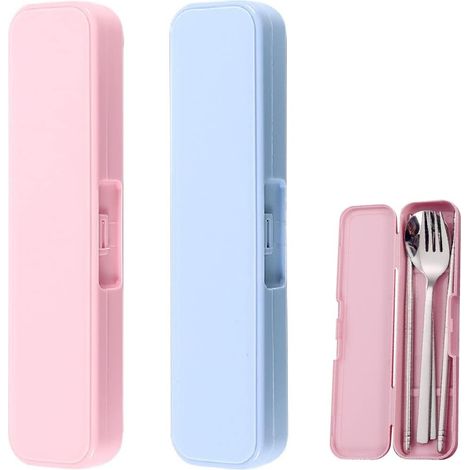 Boîte à couverts portable, lot de 2 boîtes à couverts de voyage, boîte de rangement pour couverts portables, sac de rangement pour couverts (1/5)