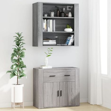 Buffet de Cuisine Sonoma Gris – Meuble Bas avec Rangements, Plateau en Bois d'Ingénierie, Style Moderne pour Salon ou Salle à Manger (1/5)