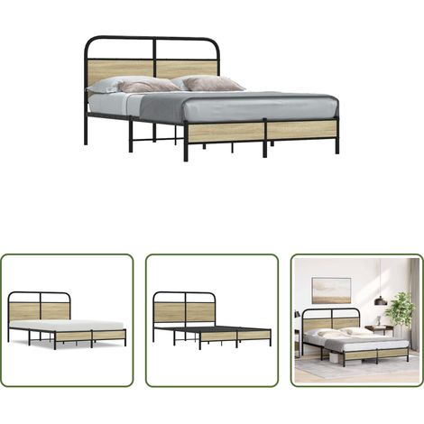 Cadre de lit - Cadre de lit sans matelas 140x190 cm chêne sonoma (1/5)