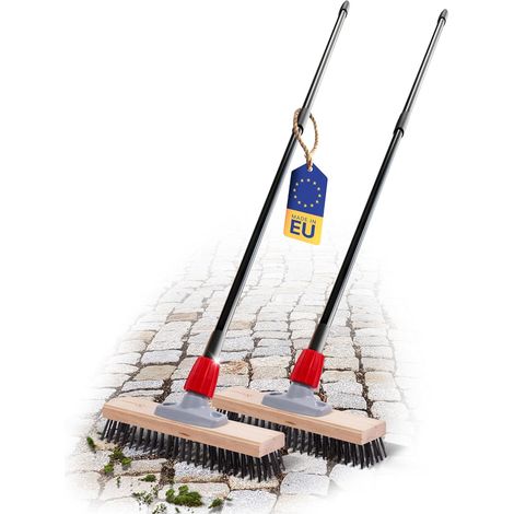 Novaliv 2X Brosse métallique robuste avec manche Balai en acier de base avec manche télescopique Élimination efficace de la mousse Balai de rue pour