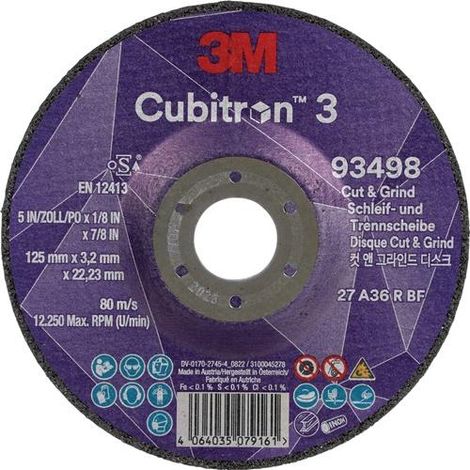 3M Schruppscheibe Cubitron™ 3 Cut and Grind D125xS3,2mmKörnung 36+ ( 4000844295 ) (1/2)
