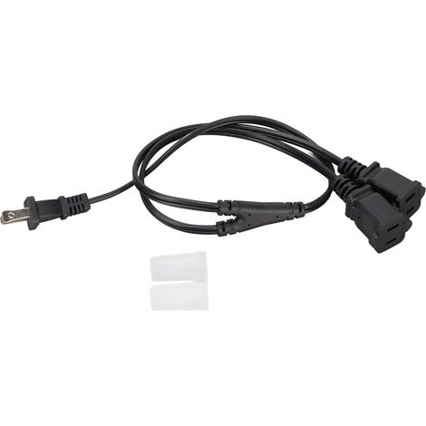 Rallonge de câble d'alimentation en Y, robuste, 18 AWG, mâle vers double femelle, adaptateur 2 prises US 125 V, 64 cm (2,1 pi) (1/5)