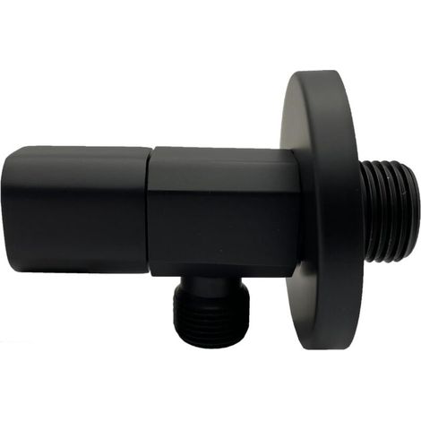 Rubinetto quadrato in ceramica con valvola angolare per bagno, barca, bar o ristorante (rubinetto triangolare ottagonale in rame, nero), 7,8 cm