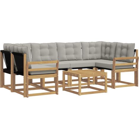 Set di divani da esterno 7 pz Bianco e Grigio Chiaro vidaXL (1/5)
