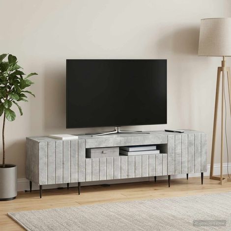 Meuble TV LED Gris béton Bois d'ingénierie (1/5)