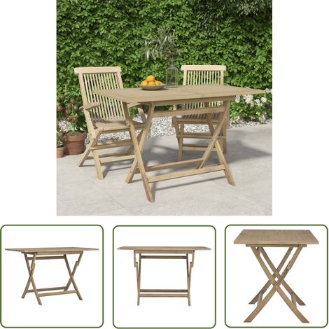 The Living Store Gartentisch Klappbar Grau 120x70x75 cm Massivholz Teak - Gartentisch - Holzgartenmöbel - Teakholzmöbel - Klapptisch - Esszimmerset (1/5)