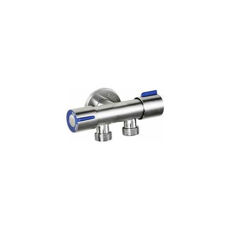 Robinet de machine à laver de salle de bain Robinet d'eau froide en acier inoxydable à double poignée, (1/4)