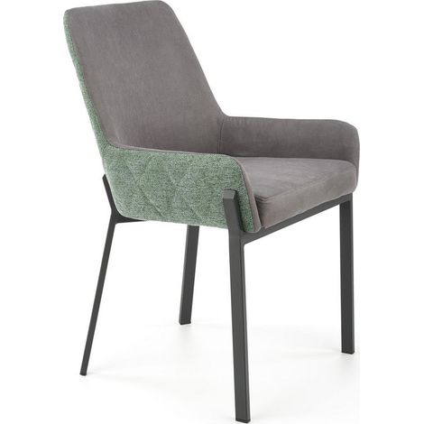 Chaise de salle à manger grise et verte avec pieds en métal noir OGMA (1/5)