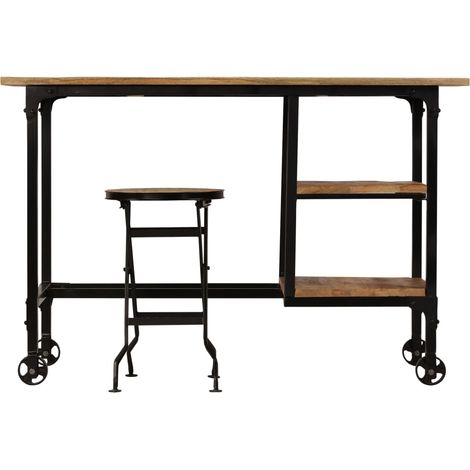 Maison Exclusive - Schreibtisch mit Klapphocker Mangoholz Massiv