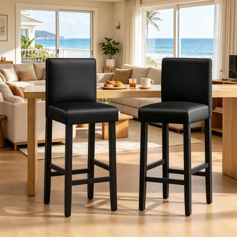 Chaise haute élégante avec dossier, pack de 2 tabourets de bar pour cuisine, sièges de comptoir (lot de 2 uniquement) (1/5)