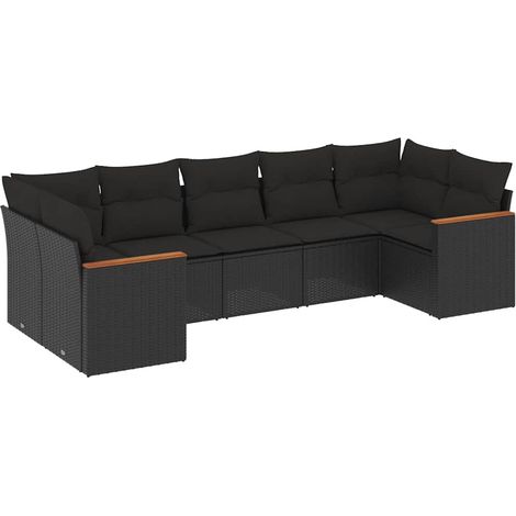 Maison Exclusive - Set Divani da Giardino con Cuscini 7pz Nero Polyrattan