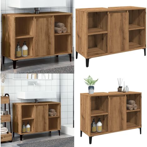vidaXL Waschbeckenunterschrank Artisan-Eiche 80x33x60 cm Holzwerkstoff (1/5)