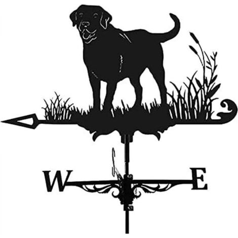 Ineasicer Vintage Black Metal Weather Vane with Wind Direction Indicator for Outdoor, Garden, Roof, Paddock Decoration (Dog) (1/4)
