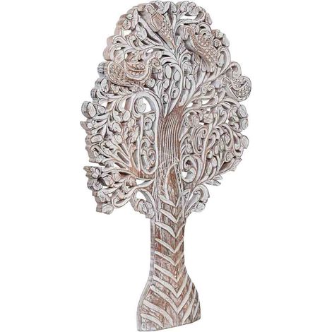 Panel de madera de árbol blanco acabado artesanal 60x5x90cm