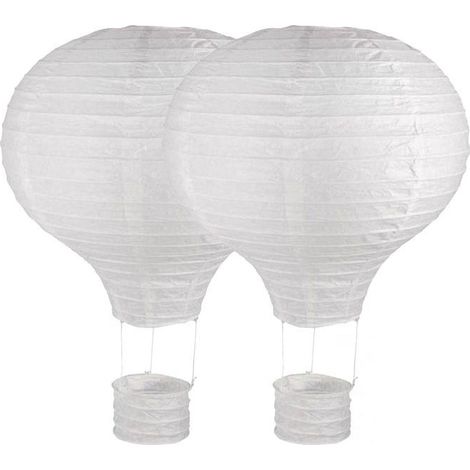 2 lampions en papier Montgolfière à chassis métallique Ø 30 x 40 cm (1/4)