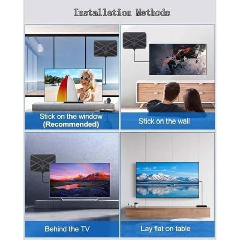 Antenne Tnt - Intérieure Hd - Portée 420 Km - Amplificateur Intégré - Compatible Vhf Uhf - 1 Pièce (1/4)