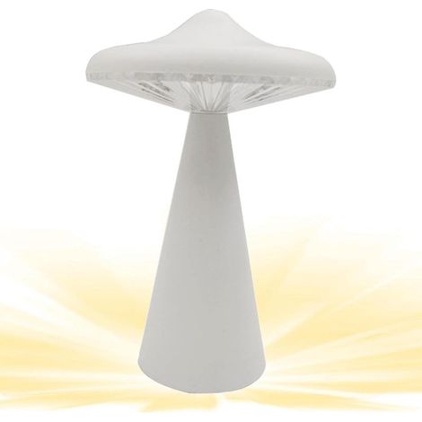 Lampe de bureau champignon 1pc Lumière ambiante LED UFO avec contrôle tactile Lumière ambiante mignonne et créative,veilleuse rechargeable par USB pour les bars,lumières de décoration blanc (1/5)