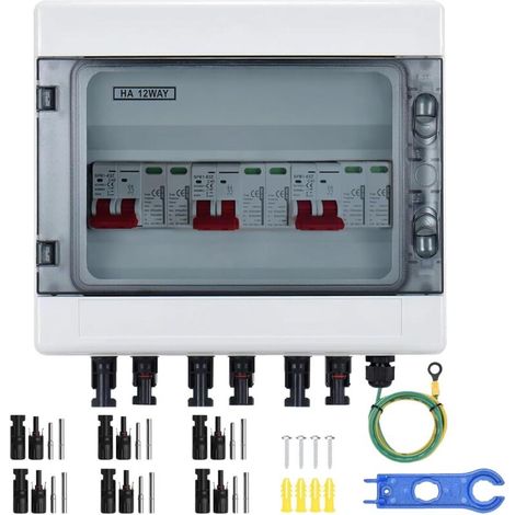 Protection Contre Les Surtensions PV, Disjoncteur 3 Entrées 3 Sorties DC Disjoncteur Protection Contre Foudre 3 Chaînes 1000V DC 25A 20-40KA Boîte Connexion Du GénéRateur Boîte Connexion Solaire IP65 (1/5)