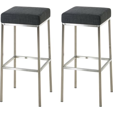 Set De 2 Taburetes Montreal En Tela Altura 80 cm Gris oscuro Acero inoxidable (1/5)