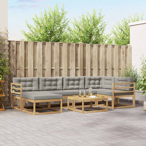 vidaXL Outdoor-Sofagarnitur 7 pcs Weiß und Hellgrau (1/5)
