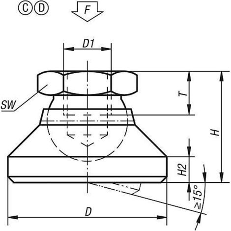 KIPP Gelenkteller D1=M06 D=20 H=15 Form C POM Automatenstahl (1/2)