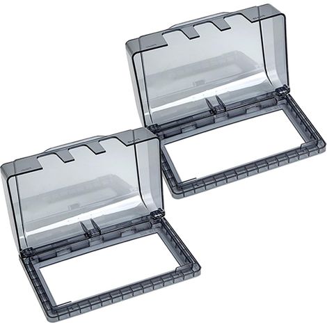 Prise Double 86 - Couvercle Étanche Antisalissure - Boîte de Prise Salle de Bain Toilettes - Fixation Adhésive Transparente - Noir - 2 Pièces (1/5)