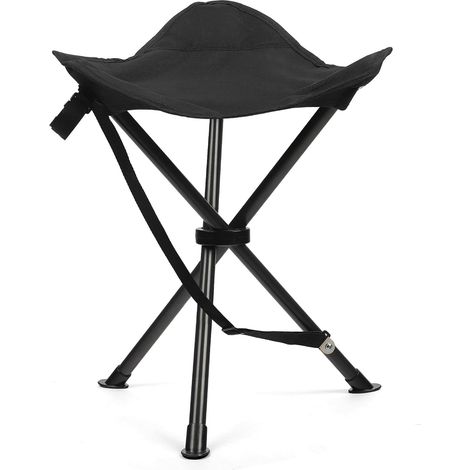Tabouret de Camping Pliante à Trois Pieds, Siège de Camping Portable Ultra Léger, Petit Chaise Pliante pour Pêche, Pique-Nique Plage Barbecue Voyage Randonnée Chass-Noir (1/5)
