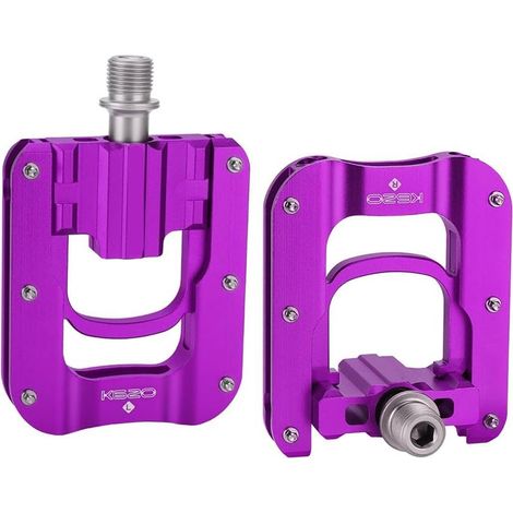 1 paire de pédales de vélo pliables de 2,4 cm en alliage d'aluminium avec roulements scellés et broches antidérapantes pour vélo Brompton pliable de montagne et de route Noir (1/3)