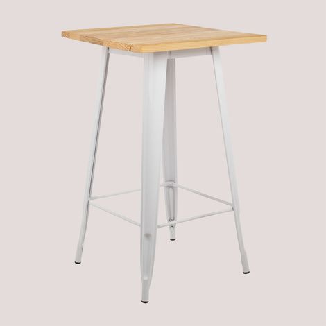 SKLUM Hohe quadratische Tischplatte 60x60 cm aus Lix-Stahl Natur - Weiss (1/5)