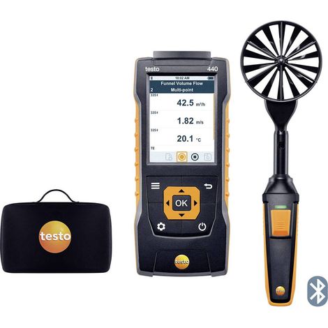 Anémomètre testo 440 avec sonde à hélice 100 mm – Mesures précises de débit volumétrique, humidité et température – Bluetooth intégré - X899611