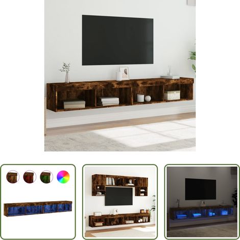LED-Leuchten - TV-Schränke mit LED-Leuchten 2 Stk. Räuchereiche 100x30x30 cm (1/5)