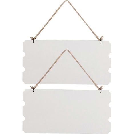 Lot de 2 plaques en bois brut à suspendre soi-même, décorations vierges pour magasin, boutique ou maison (blanches)-23.5x11.8x0.7cm (1/2)