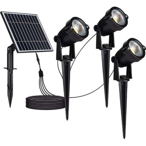 Spots à piquer LED Solaires Noirs 1,2W IP65 (Lot de 3) - Blanc C