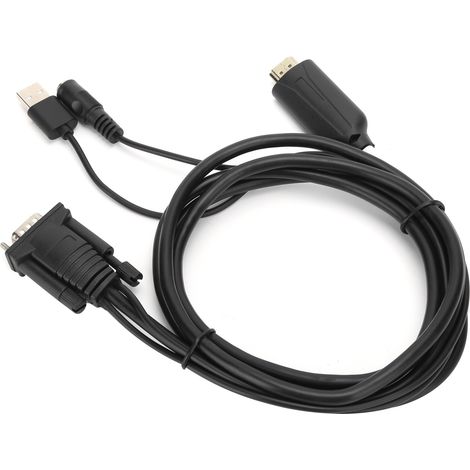 Adaptateur convertisseur HDMI vers VGA, transformateur numérique-analogique avec câble de 1,8 m et port USB. (1/5)