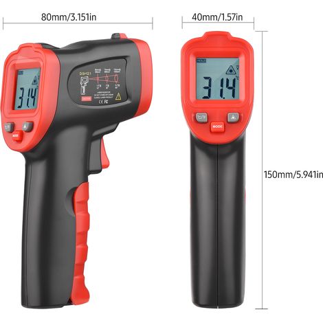 -50 ℃ 950 ℃ / -58 ℉ 1742 ℉ Tragbares IR-Laser-Infrarot-Thermometer, berührungsloses digitales Temperaturmessgerät, Pyrometerpistole für Küche, Kochen, Grillen, Schokolade, Pizza, Industrie 【Nicht fü (1/5)