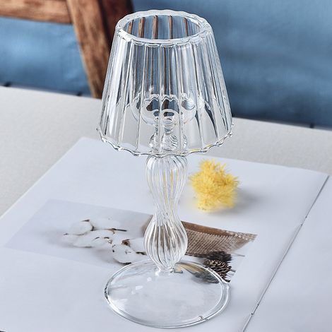 Bougeoir en verre transparent en forme de lampe de table pour salle à manger (1/5)